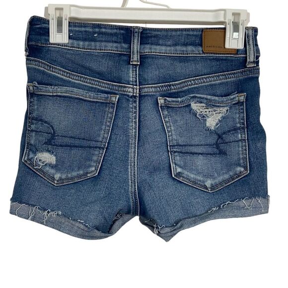 American Eagle Distressed High Waisted Jean Shorts - Picture 2 of 3